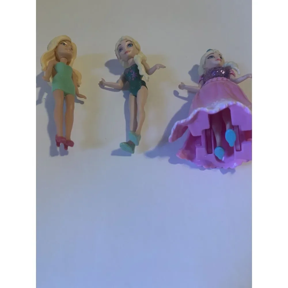 DISNEY PRINCESS Magic Clip Polly Pocket Dolls Mattel 2009 Mixed Lot Frozen‎ Elsa